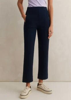 Clearance ME+EM Travel Tailoring Pull On Slim Crop Trouser Navy