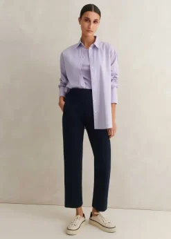 Clearance ME+EM Travel Tailoring Pull On Slim Crop Trouser Navy