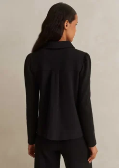 ME+EM Travel Tailoring Shirt Collar Swing Top Black