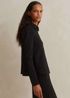 ME+EM Travel Tailoring Shirt Collar Swing Top Black