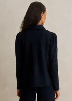Clearance ME+EM Travel Tailoring Shirt Collar Swing Top Navy