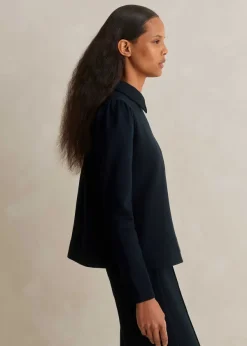 Clearance ME+EM Travel Tailoring Shirt Collar Swing Top Navy