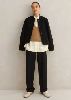 Online ME+EM Travel Tailoring Slim Barrel Trouser Black