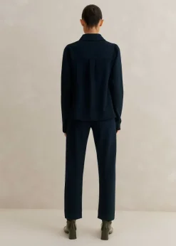 Online ME+EM Travel Tailoring Slim-Crop Trouser + Swing Top Co-Ord Blue