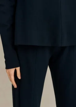 Online ME+EM Travel Tailoring Slim-Crop Trouser + Swing Top Co-Ord Blue