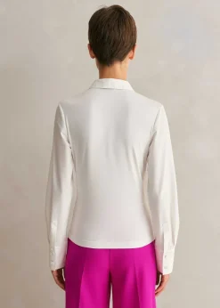 ME+EM Tuxedo Layering Shirt + Tie Soft White