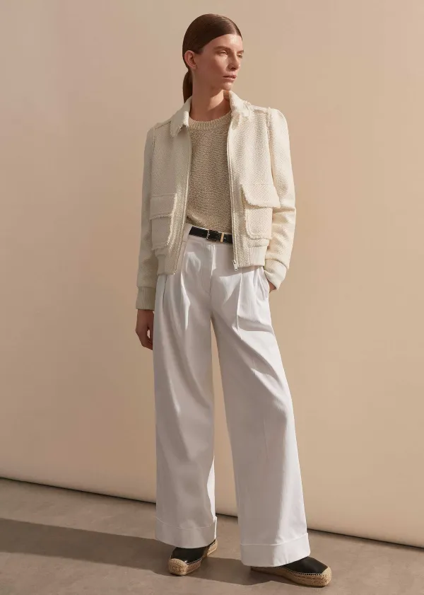 Clearance ME+EM Tweed Bomber Jacket Cream