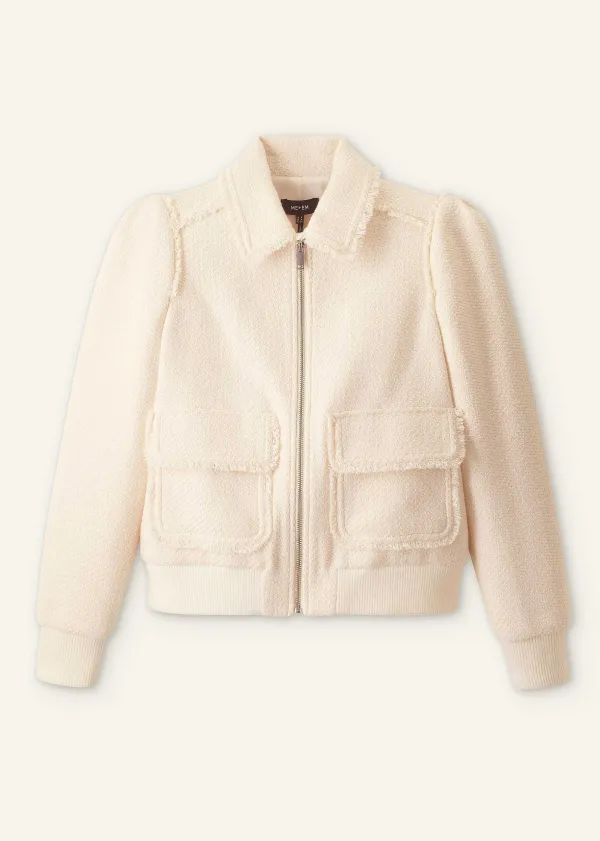 Clearance ME+EM Tweed Bomber Jacket Cream