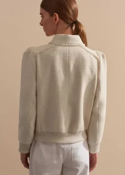 Clearance ME+EM Tweed Bomber Jacket Cream