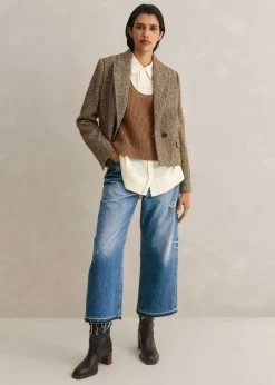 Best ME+EM Tweed Cropped Coat Jacket Cream/Mocha