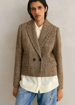 Best ME+EM Tweed Cropped Coat Jacket Cream/Mocha