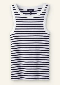 Discount ME+EM Ultimate Crew Neck Stripe Vest Navy/Soft White