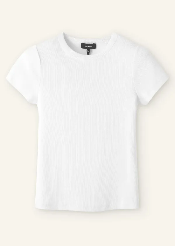 Online ME+EM Ultimate Fitted Rib Crew Neck Tee Bright White
