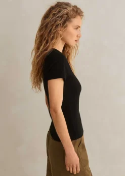 Outlet ME+EM Ultimate Fitted Rib Crew Neck Tee Black