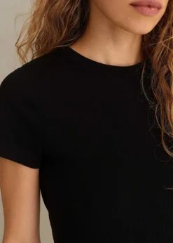 Outlet ME+EM Ultimate Fitted Rib Crew Neck Tee Black
