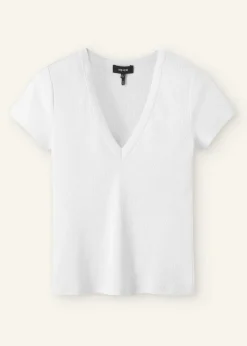 Sale ME+EM Ultimate Fitted Rib V-Neck Tee Bright White