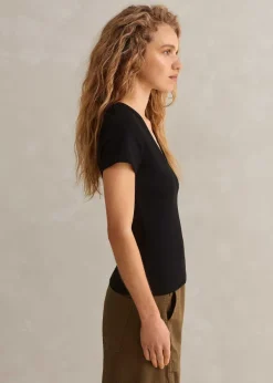 Online ME+EM Ultimate Fitted Rib V-Neck Tee Black