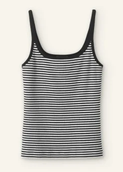 New ME+EM Ultimate Stripe Rib Cami Soft White/Black