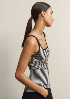 New ME+EM Ultimate Stripe Rib Cami Soft White/Black