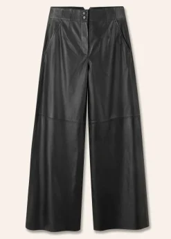 Discount ME+EM Ultra-Soft Leather Wide-Leg Trouser Black