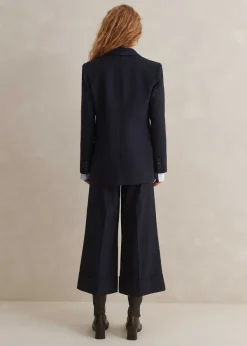 Outlet ME+EM Wool - Blend Exaggerated Crop Trouser Suit Blue