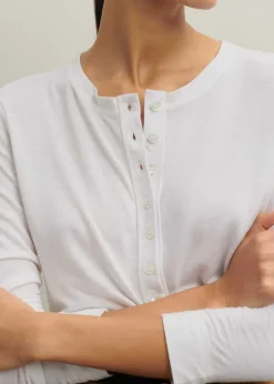 ME+EM Wool Jersey Henley Top Fresh White