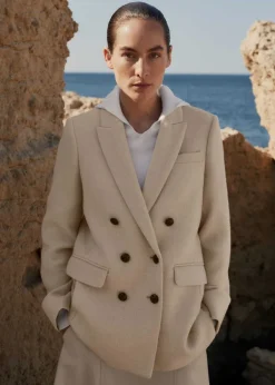 Outlet ME+EM Wool-Blend Blazer Coat Butter