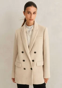 Outlet ME+EM Wool-Blend Blazer Coat Butter