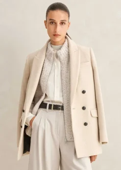 Outlet ME+EM Wool-Blend Blazer Coat Butter