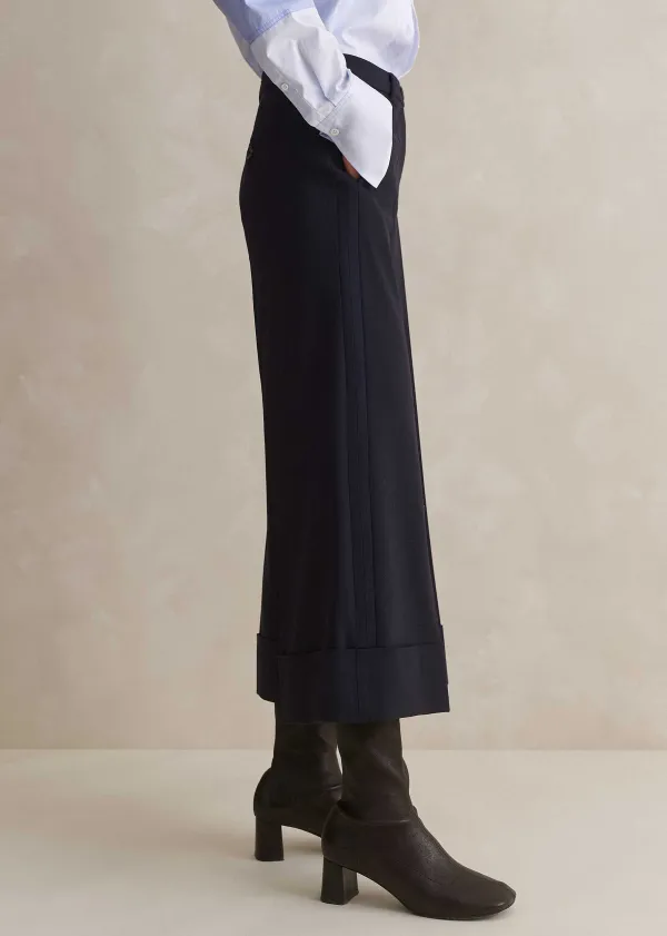 Outlet ME+EM Wool-Blend Exaggerated Crop Trouser Navy