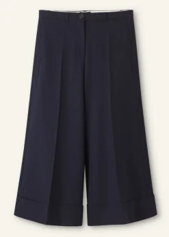 Outlet ME+EM Wool-Blend Exaggerated Crop Trouser Navy