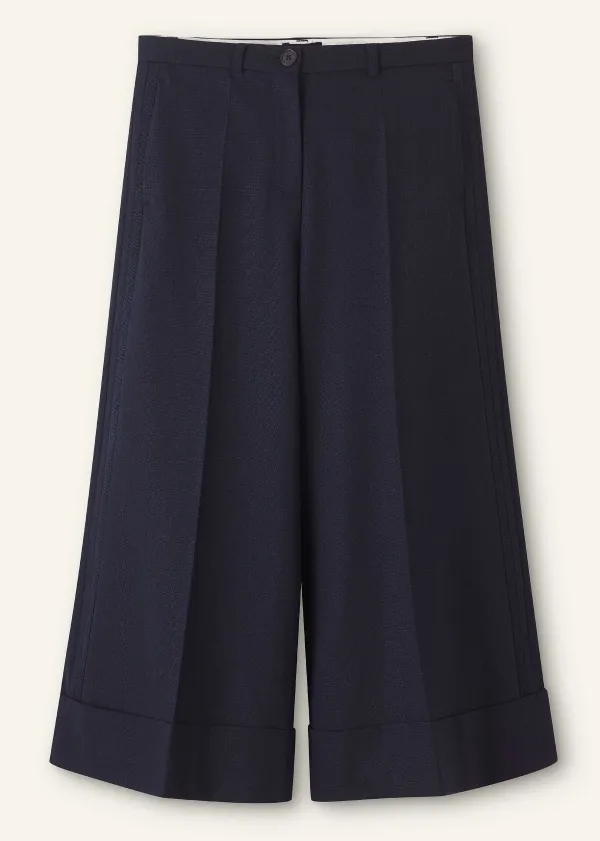 Outlet ME+EM Wool-Blend Exaggerated Crop Trouser Navy