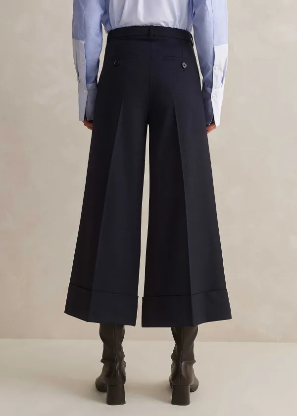 Outlet ME+EM Wool-Blend Exaggerated Crop Trouser Navy