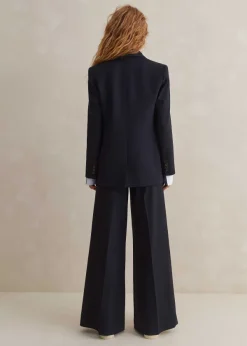 Sale ME+EM Wool-Blend Exaggerated Flare Trouser Suit Blue
