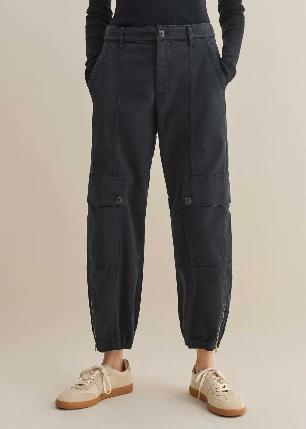 New ME+EM Zip Detail Crop Cargo Jogger Washed Navy Eclipse