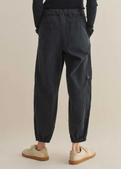 New ME+EM Zip Detail Crop Cargo Jogger Washed Navy Eclipse